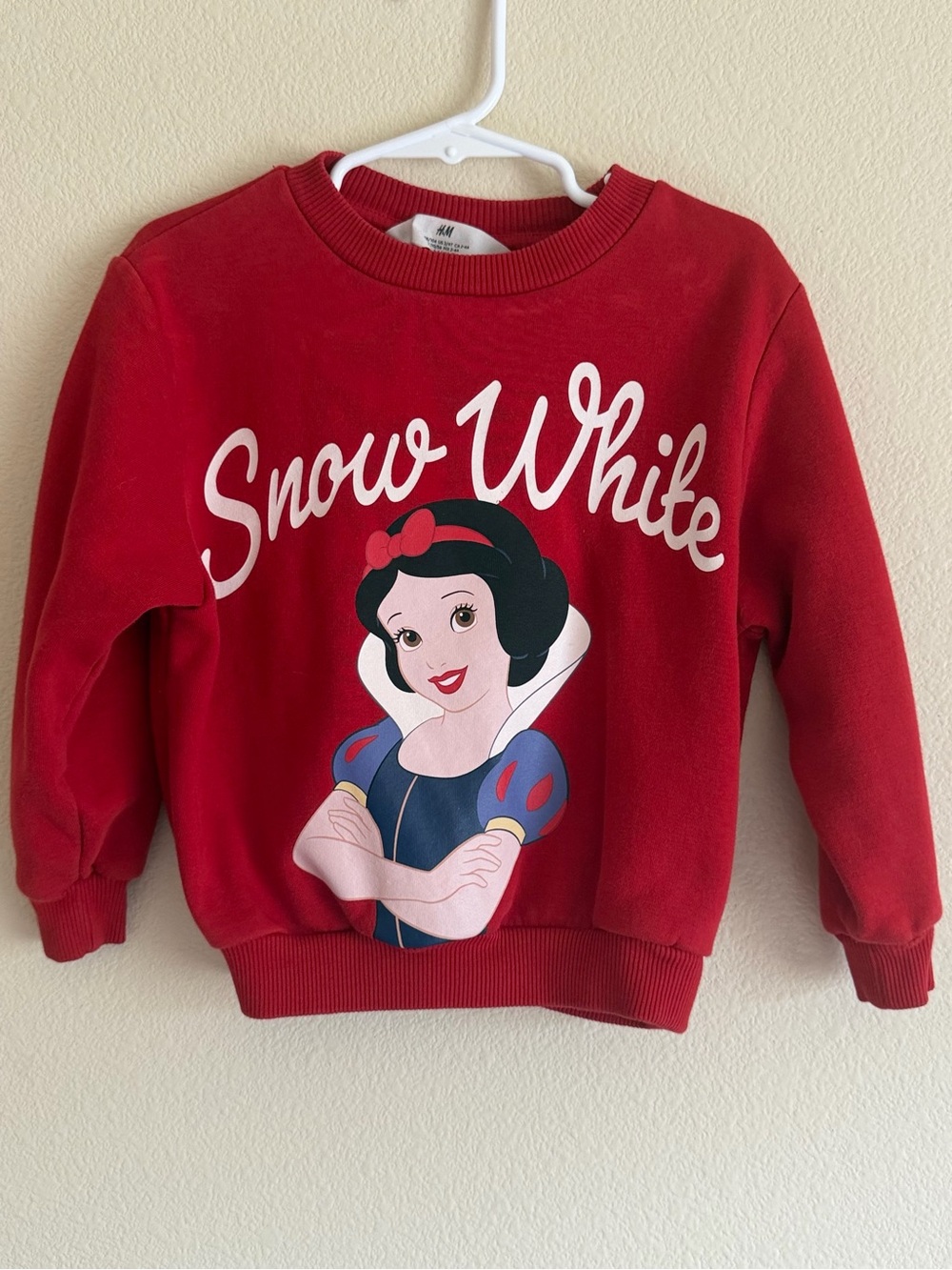 Disney x H&M Snow White Red Crewneck Sweatshirt Princess Graphic Toddler 3-4T